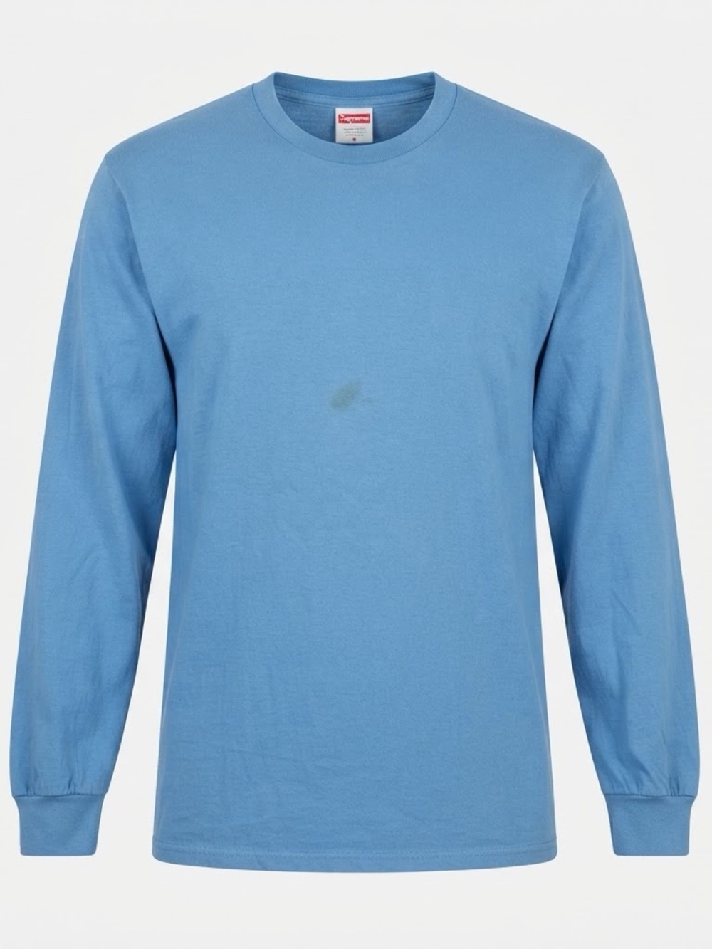 Supreme Blue Long Sleeve T-Shirt Men’s Small Blank Made in USA Stained